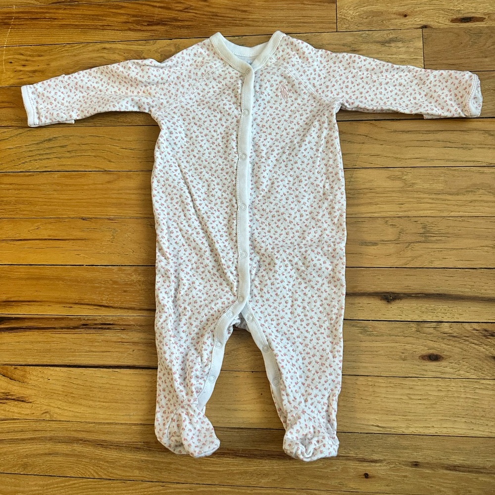 Ralph Lauren Cotton Floral Footed Coverall One-Piece 3M